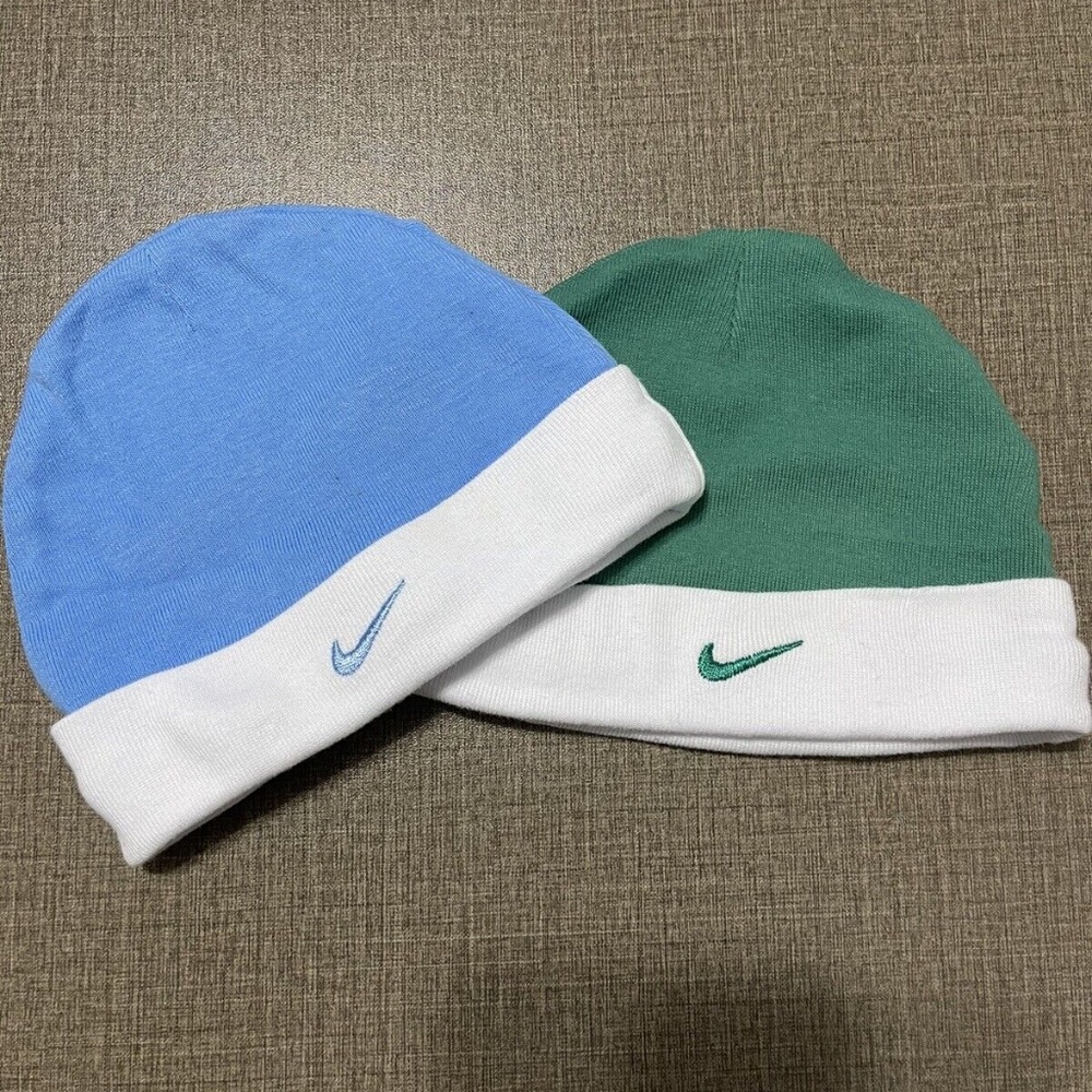 Nike Unisex Baby Hat (Baby Blue & Green) Set of 2 (0 - 6 Months)